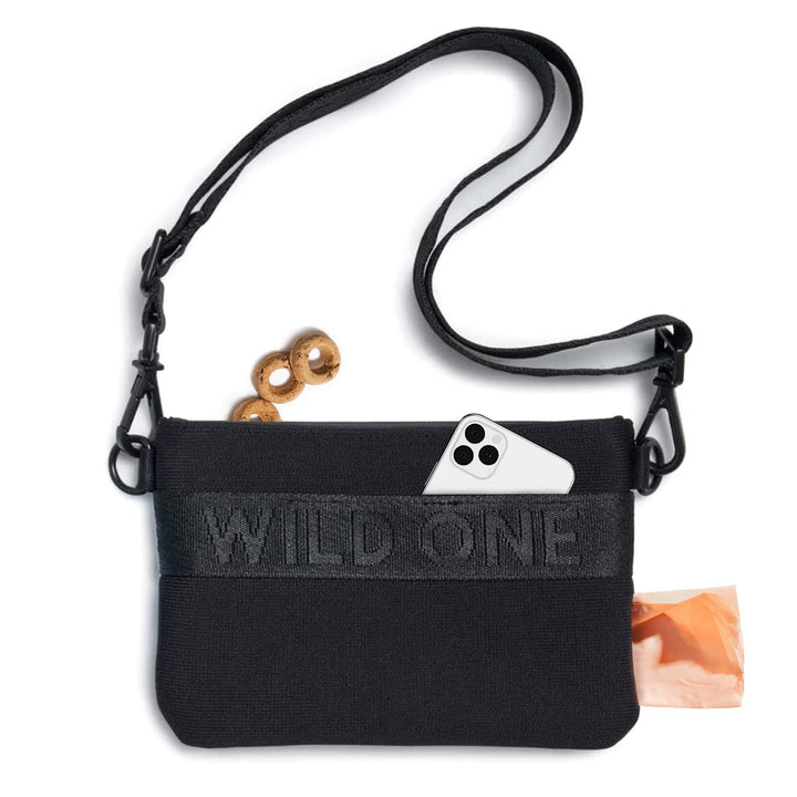 Wild One Leckerli-Beutel – Recycelter Strick, Schwarz, Schwarz