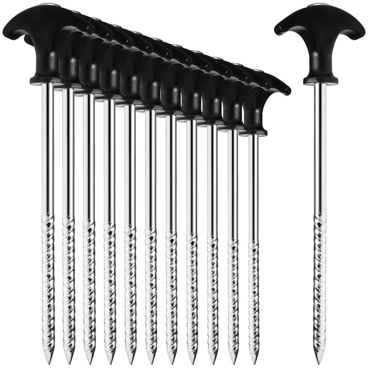 com-four® 12x Zelt-Heringe aus Stahl - robuste Erdnägel mit Gewinde für Camping und Outdoor - ideal