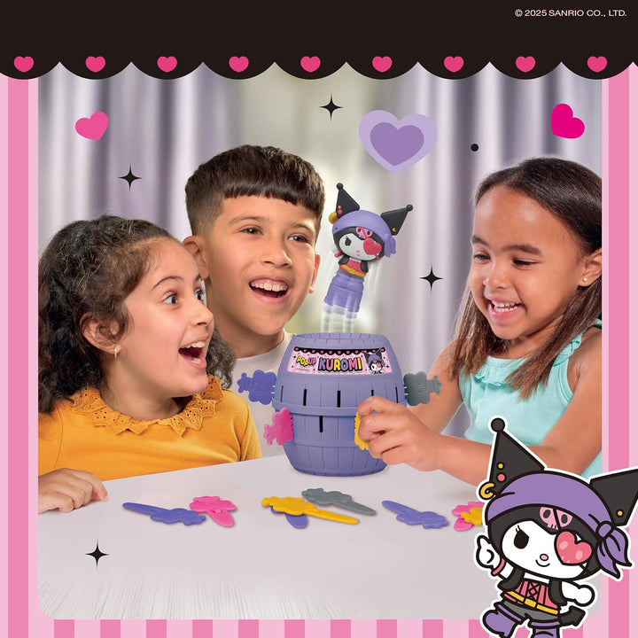 TOMY Pop Up Kuromi Spiel, Actionspiel für Kinder, 2-4 Spieler, Ab 4 Jahren, Lustiges Familienspiel,