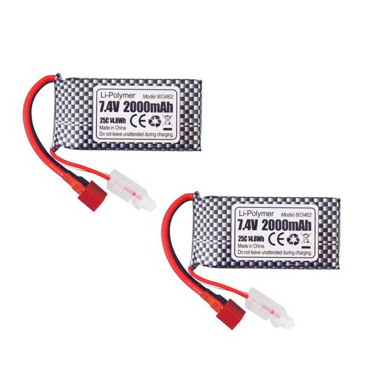 ZYGY 2PCS 7.4V 2000mAh T-Stecker Lithium Batterie für 9200 9200E 200E 9202E 9203E 9204E 9205E 9206E