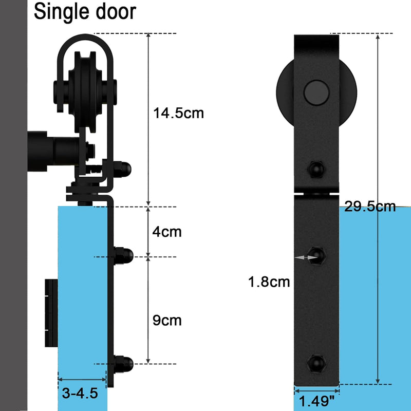 CCJH 4FT/122cm BI-Faltbar Schiebetürbeschlag Set Laufschienen für 2-Türen Schiebetür Schiebetürsyste