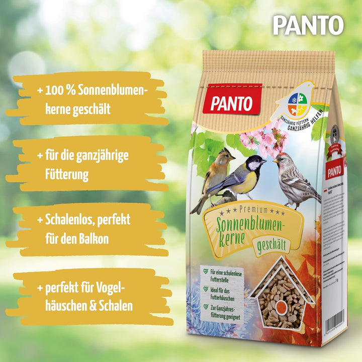 PANTO Sonnenblumenkerne geschält 25 kg – Wildvogelfutter aus reinen, schalenlosen Sonnenblumenkernen