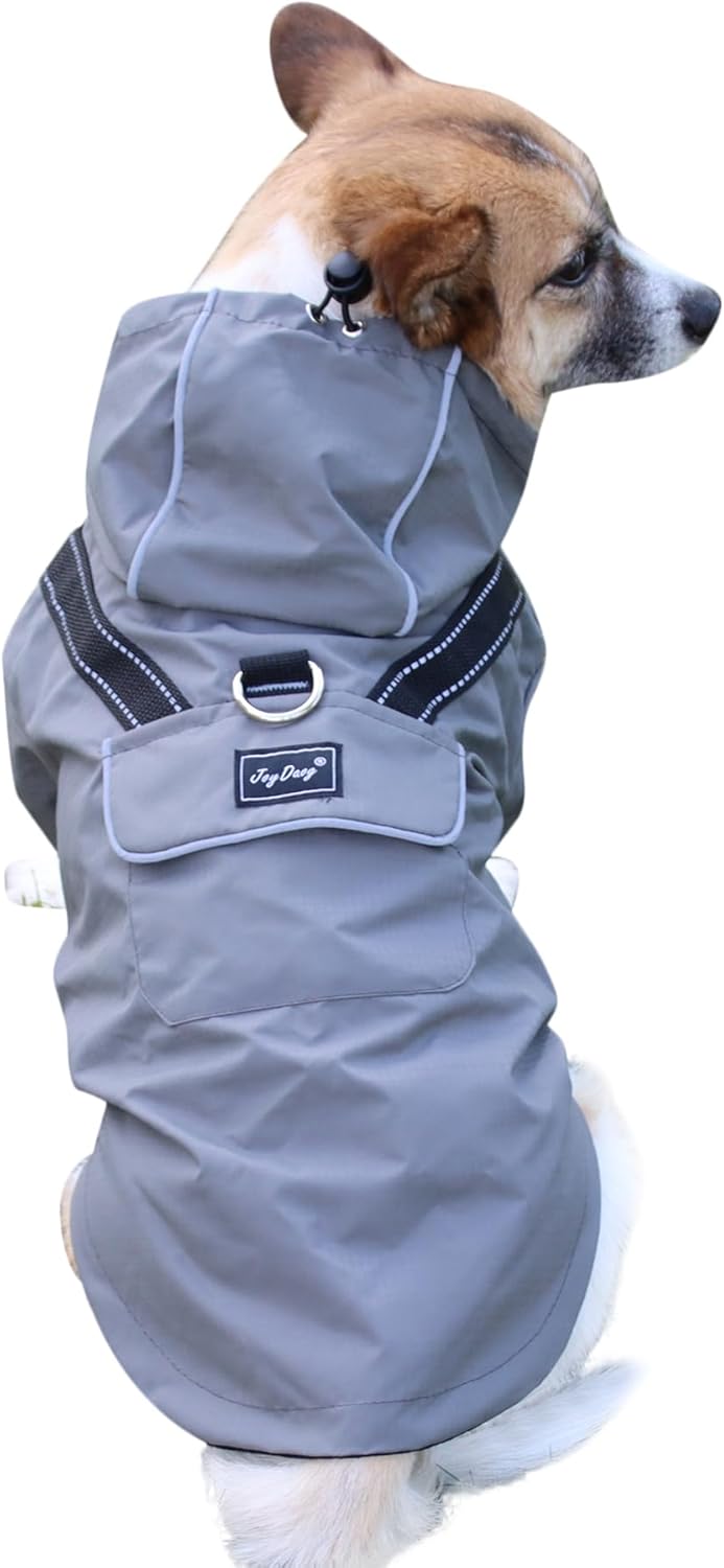 JoyDaog Premium-Regenmantel Mit Kapuze für Mittelgrosse Hunde, Outdoor-Sport, Wasserdichte Regenjack
