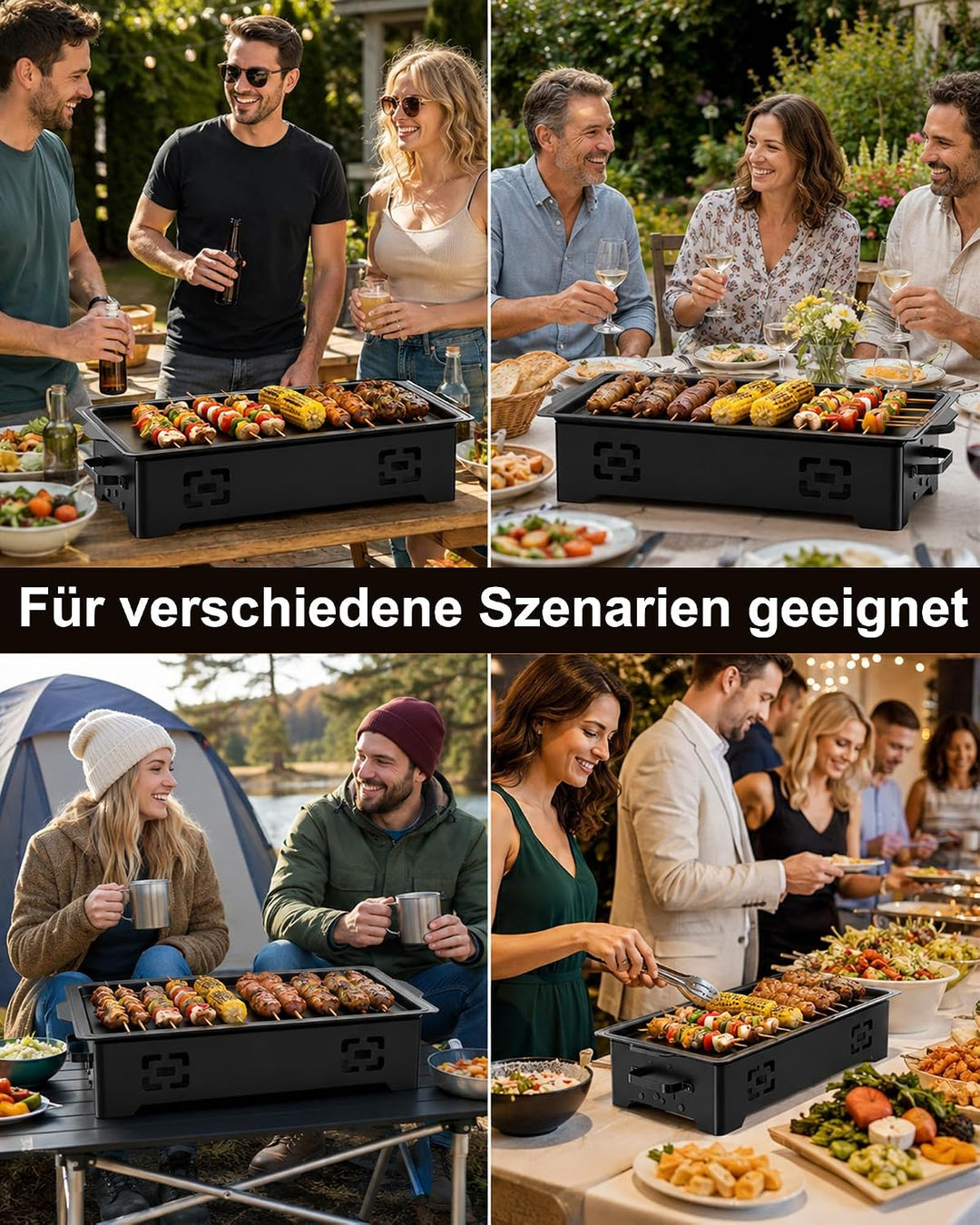 BBQ Warmhalteplatte 37x20cm - Fleischwarmhalter füR Grillen mit Heizplatte | Tragbare Warmhalteplatt
