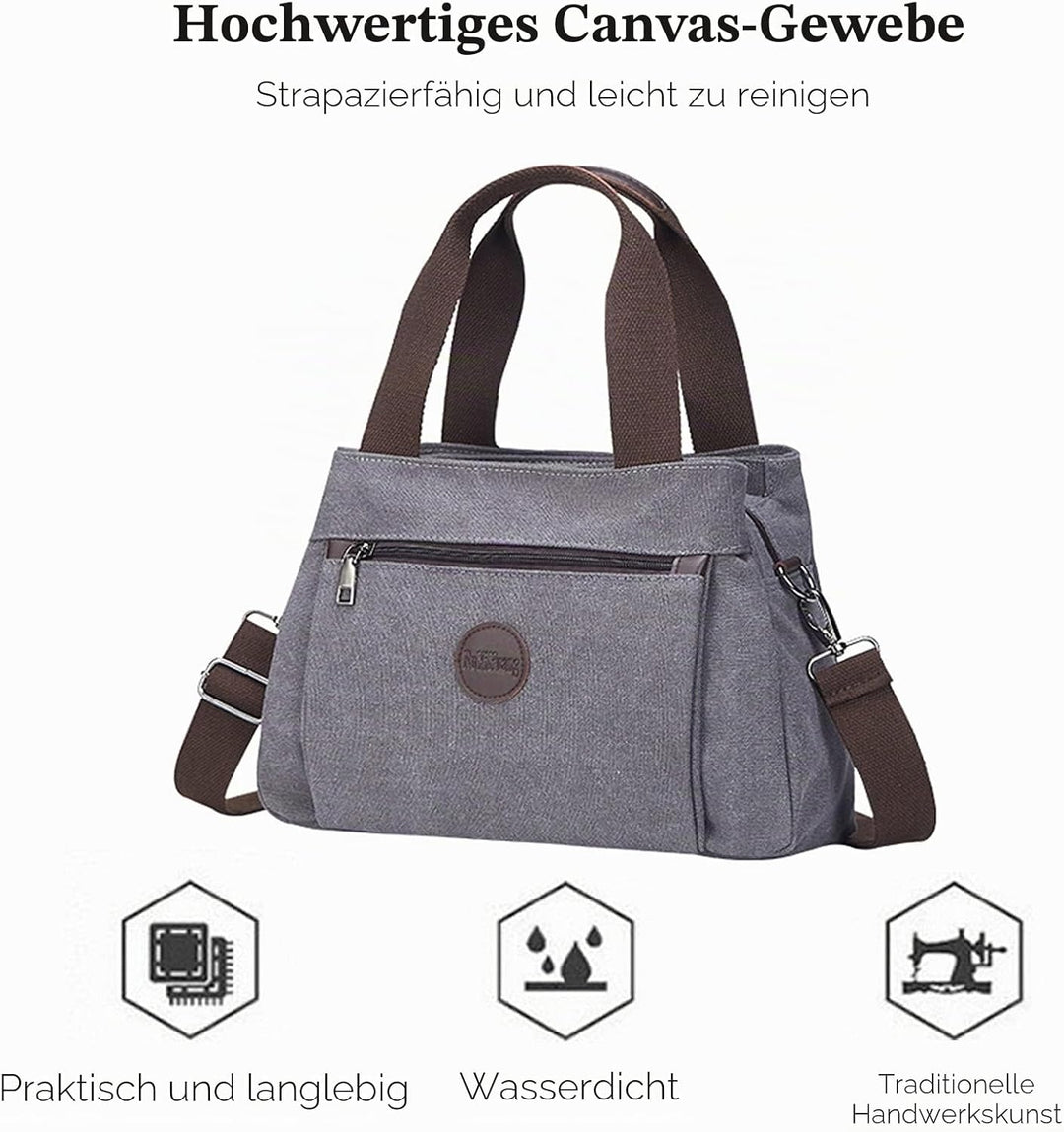 FANDARE Retro Handtaschen Leinwand Schultertasche Damen Umhängetasche Frauen Crossbody Messenger Bag