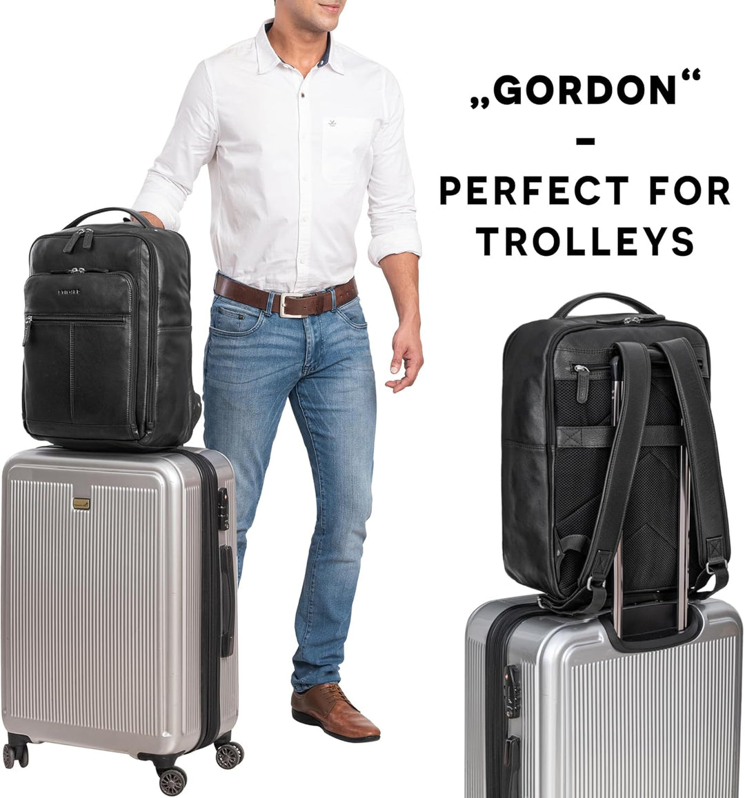 STILORD 'Gordon' Rucksack Leder Herren und Damen Messenger Rucksack Laptop 17 Zoll Lederrucksack Dam