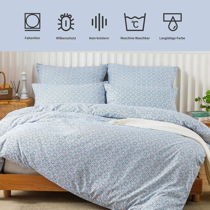 HENGWEI Blau Bettwäsche 135x200 2teilig Set Extraweiches Warm Bettwäsche-Sets für Einzelbett Hochwer