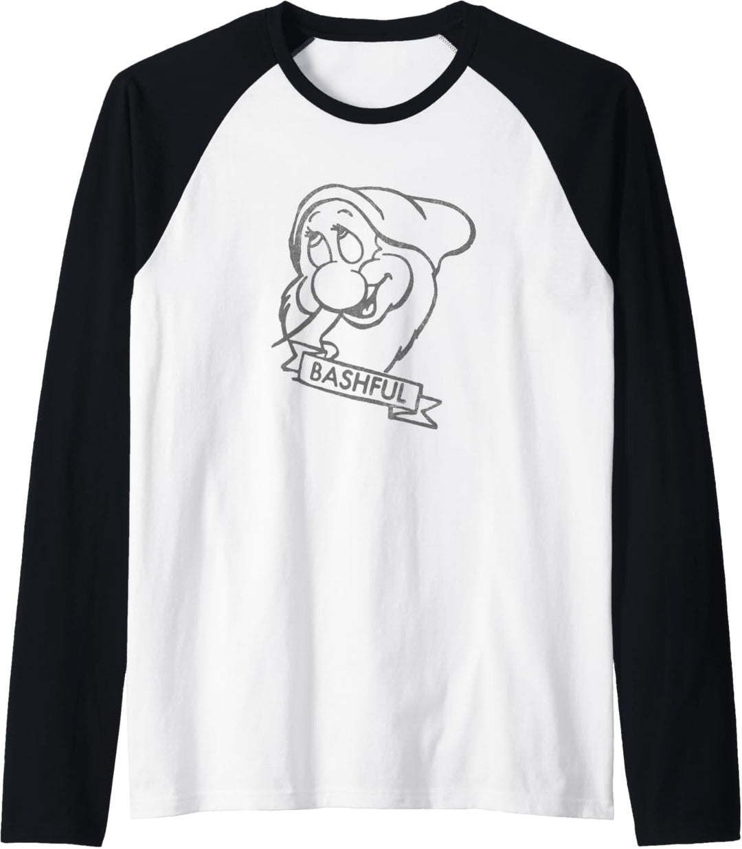 Disney Snow White Bashful Line Art Big Face Raglan