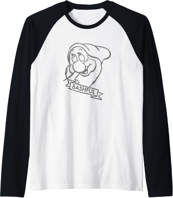 Disney Snow White Bashful Line Art Big Face Raglan