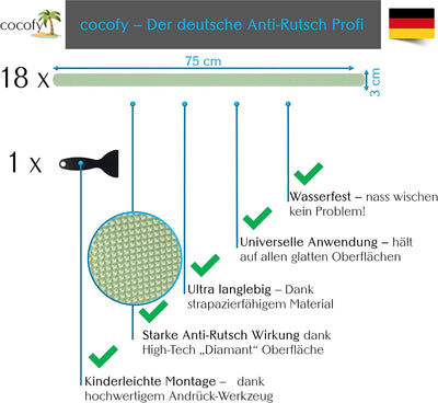 cocofy Fluoreszierende Anti Rutsch Streifen Leuchtend Aufkleber Treppe, nachleuchtendes Klebeband, X