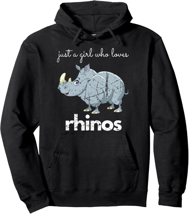 Rhinoceros Distressed Design Girl, das Nashorn Tier liebt Pullover Hoodie