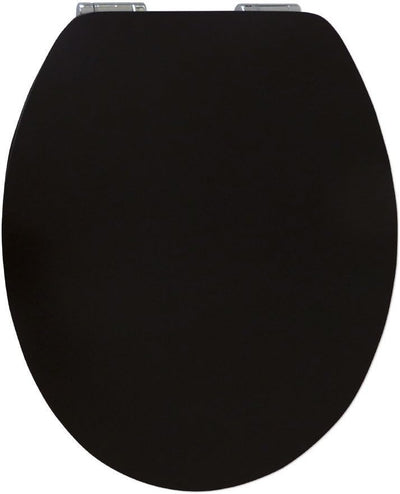 'aquaSu® WC-Sitz mit Absenkautomatik, Dekor Pure Black, High Gloss Toilettensitz mit Holzkern, Fast-