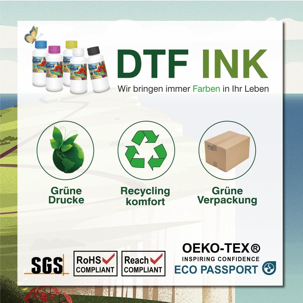 250ml DTF Tinte Premium-Pigment Tinte für PET-Folien Thermotransfer für alle Epson DTF-Drucker Umbau