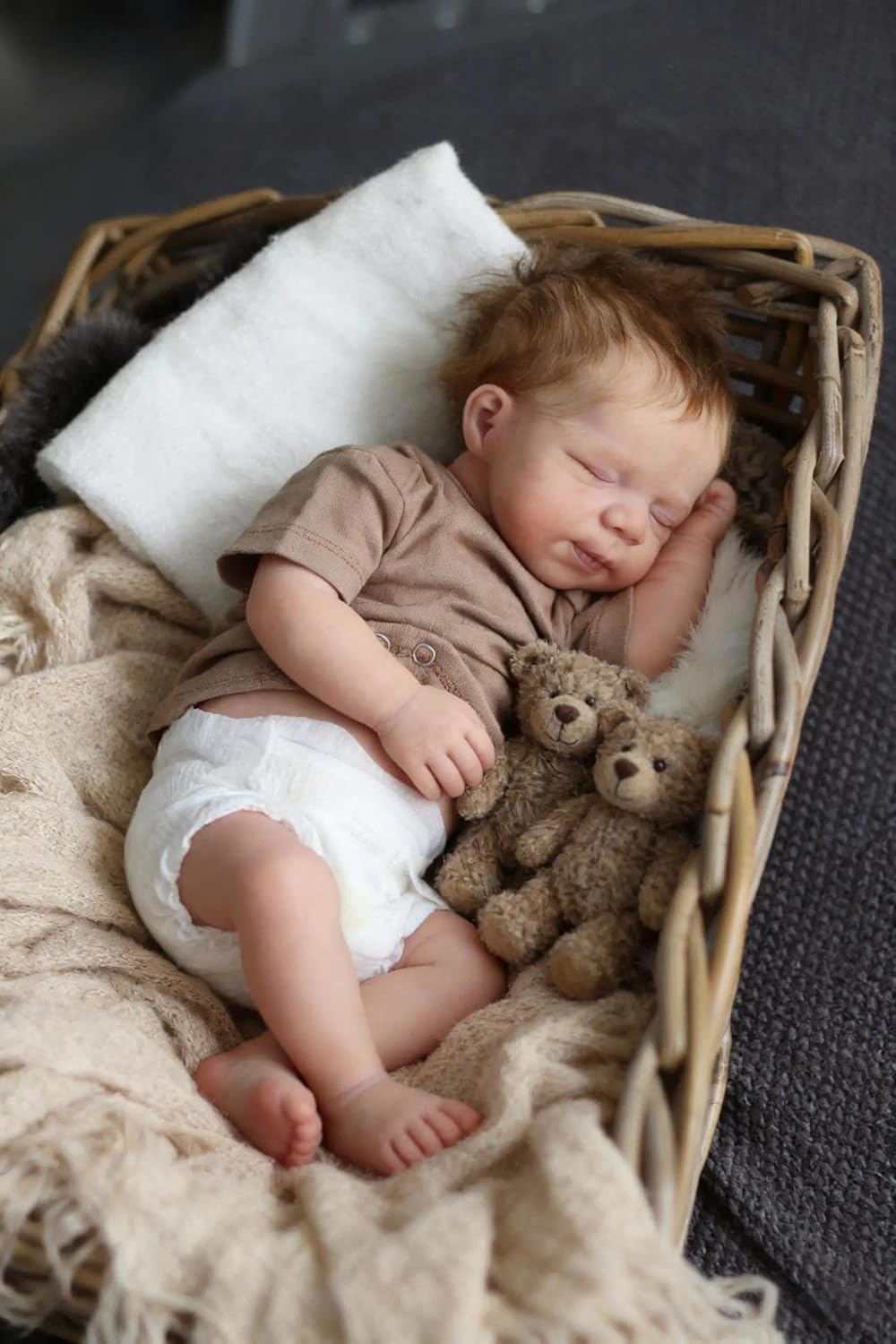 Zero pam Reborn Baby Junge, 45CM Reborn Baby Vollsilikon Lebensecht Jungen, Echt Puppe Mit Haaren, R