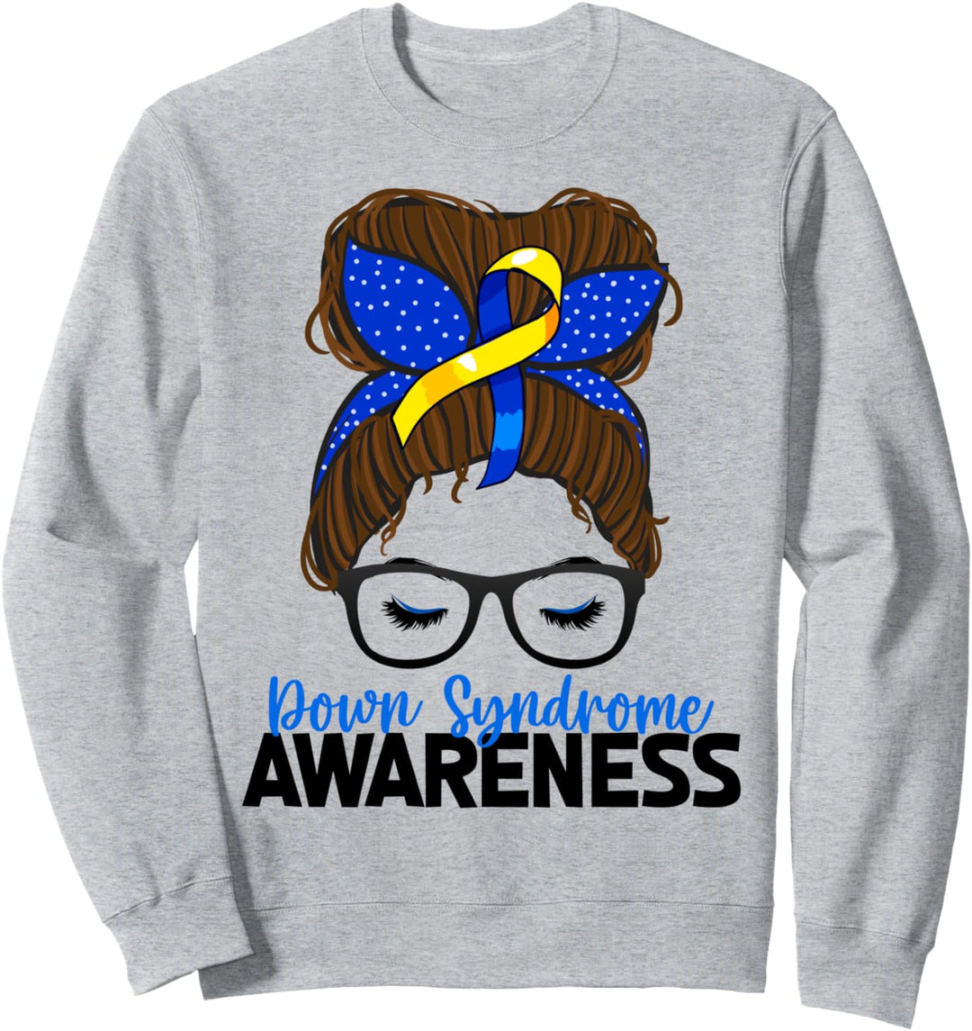 Down-Syndrom Bewusstsein Messy Bun Mama Sweatshirt