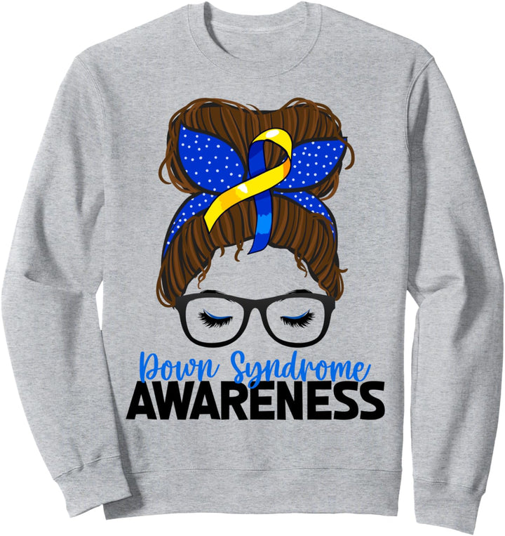 Down-Syndrom Bewusstsein Messy Bun Mama Sweatshirt