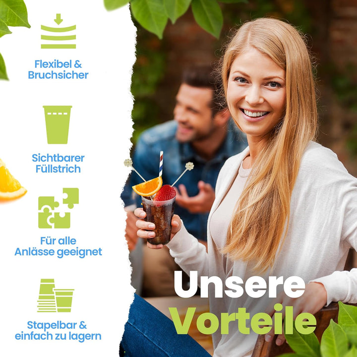 Trinklicht® 25 Mehrwegbecher | Wiederverwendbare Trinkbecher 0,3L | Bruchsicher | Spülmaschinenfest