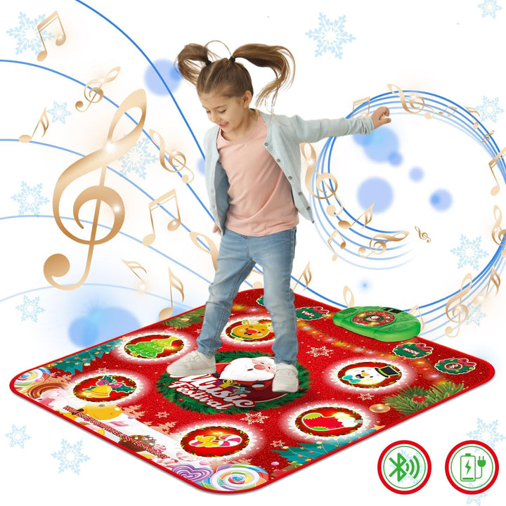LEAPRCSTORE Tanzmatte Kinder Spielzeug, Musikmatte mit 6 Led-Leuchten, Drahtloser Bluetooth, 6 Spiel