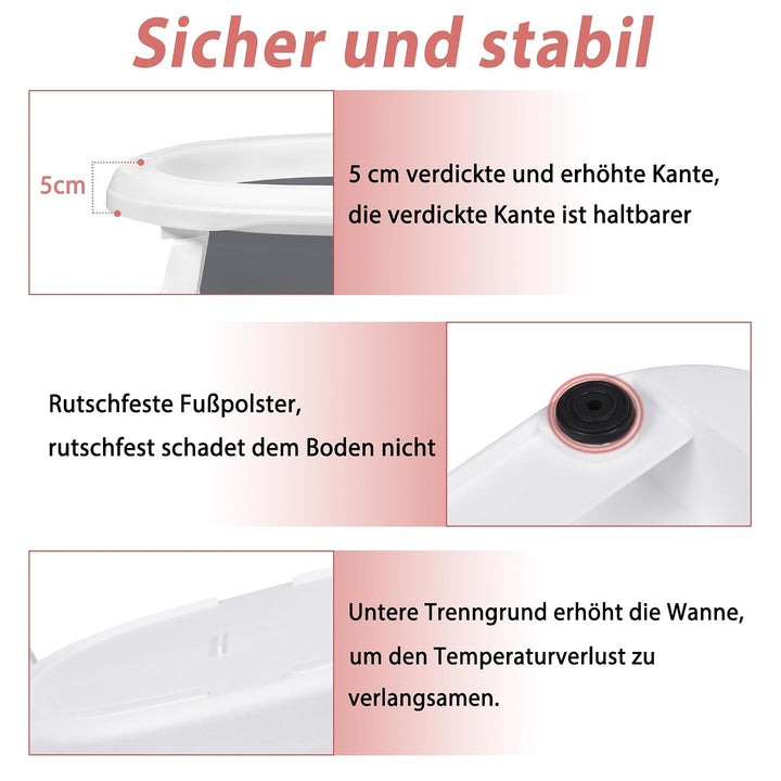 Baby Badewanne Faltbare,Babywanne 82 * 50 * 20cm,stabiles PP&amp;TPE Plastik,platzsparendm,Badewanne für