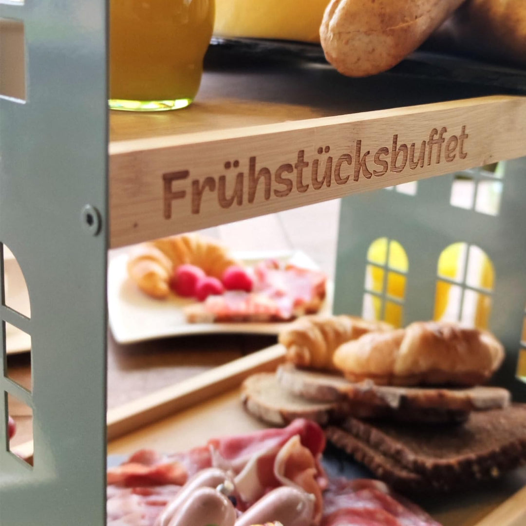UNUS HOME Etagere Frühstücksbuffet, 2 Etagen mit Griff, für Frühstück, Obst, Wurst und Käse, Tablett
