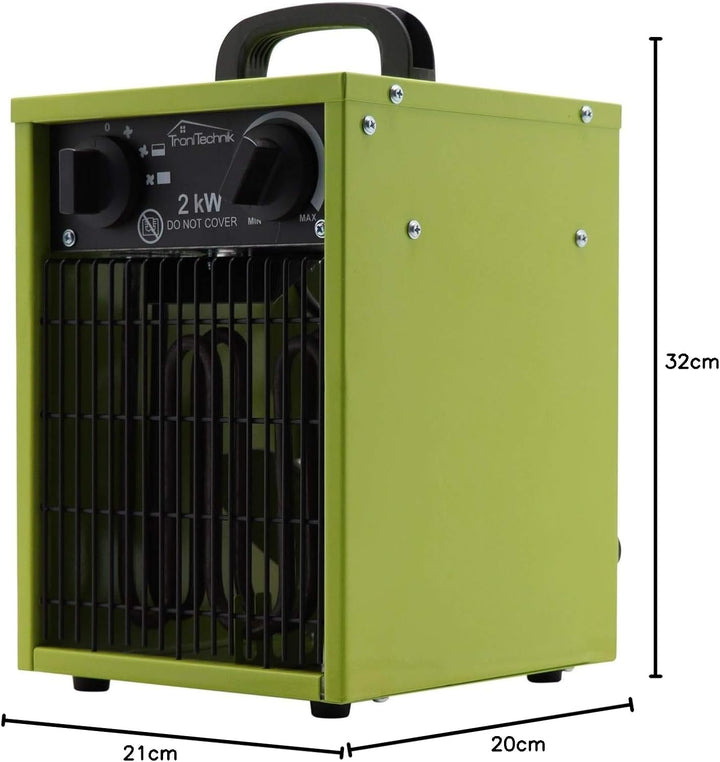Tronitechnik® Elektroheizer Heizlüfter Bauheizer 2 KW mit integriertem Thermostat elektrisch Heizger