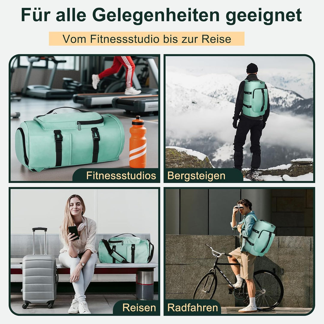 Sporttasche Herren, 30L Damen Sporttasche Rucksack, Klein Sportrucksack mit Schuhfach und Nassfach,