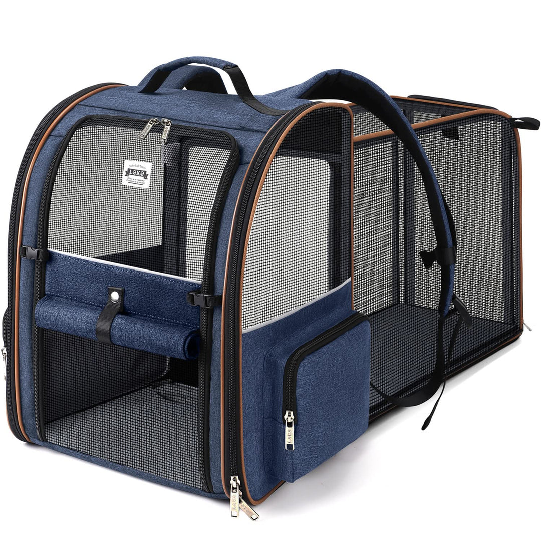 Lekespring Erweiterbar Katzenrucksack Hunderucksack für Katzen Hunde bis 8kg, Gross Katzen Rucksack