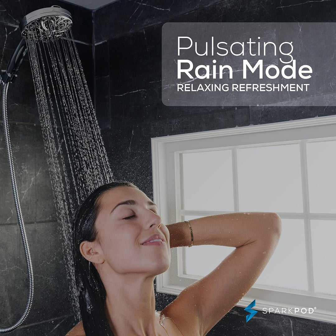 Sparkpod 10-Setting High Pressure Shower Head - Luxury 5" High Flow Hand Held Shower Head with High