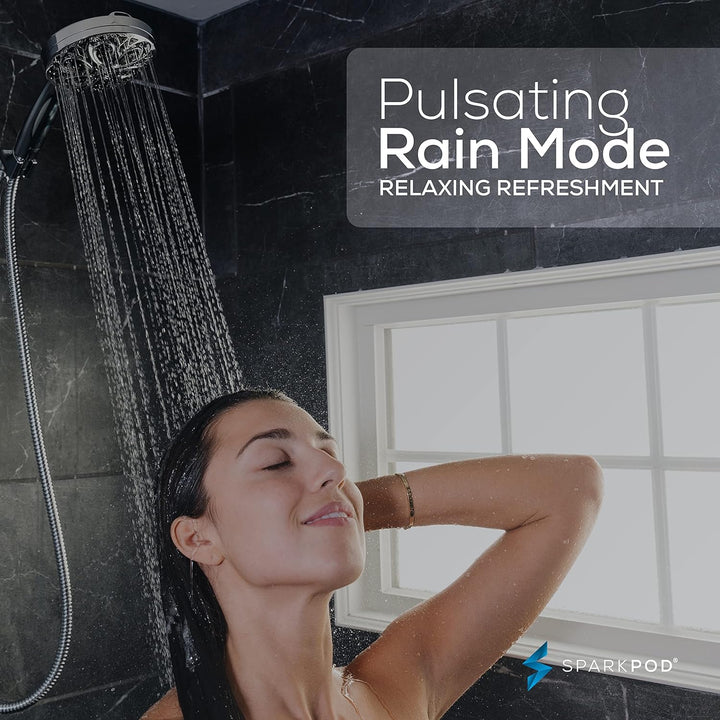 Sparkpod 10-Setting High Pressure Shower Head - Luxury 5" High Flow Hand Held Shower Head with High