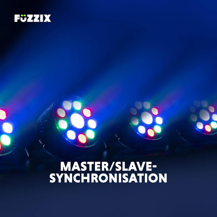 Fuzzix PLF15 - Partylicht Effektstrahler mit Fernbedienung, 24 Watt RGB Strahler, Lichtorgel Musikge