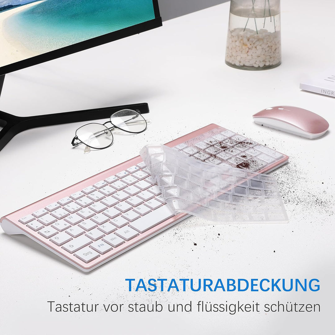 Tastatur Maus Set Ultra Slim, TopMate 2,4G Stille Compact USB 2400DPI Maus und Schissschalter Tastat
