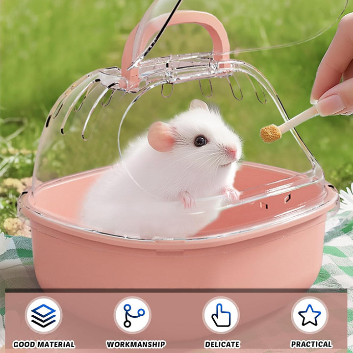 Transportbox Hamster mit Wasserflasche, 20x18x19cm Tragbare Transportbox Kleintiere Transportkäfig m