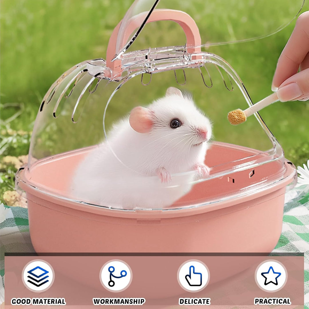Hamster Transportbox mit Wasserflasche, Tragbarer Hamster mit bequemer Griff, 20 L x 18 B x 19 H cm,