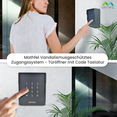 MATHFEL Vandalismusgeschütztes Zugangssystem Codeschloss Türöffner aufputz, Farbe Anthrazit… (Aufput