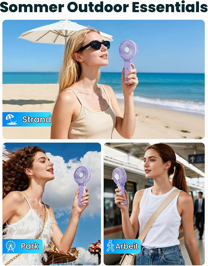 HandFan Handventilator, 5200 mAh, wiederaufladbar, 20 Stunden Laufzeit, Handventilator, 3 Geschwindi