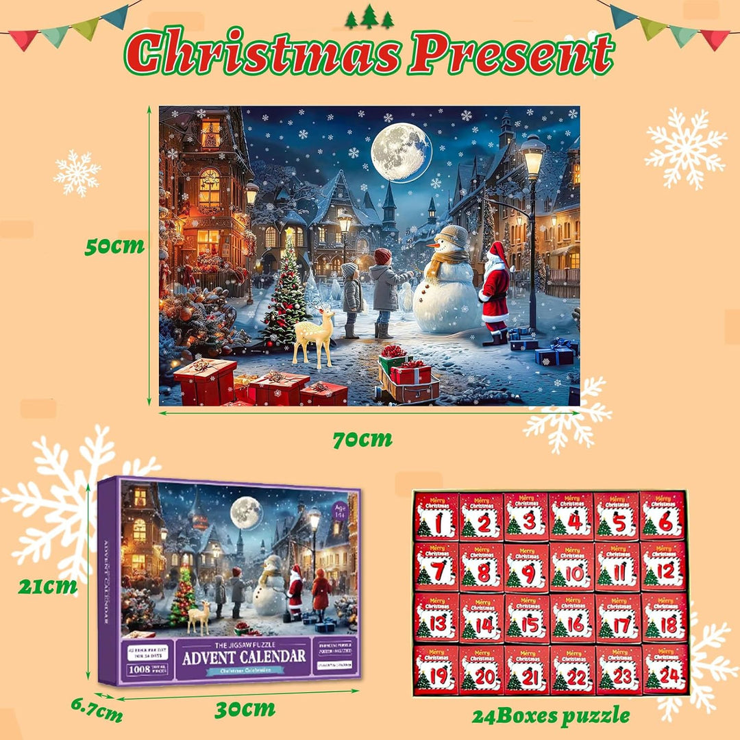 POPOYU Adventskalender 2025 Weihnachts Puzzle für Erwachsene Kinder,Weihnachtsgeschenke Weihnachts J