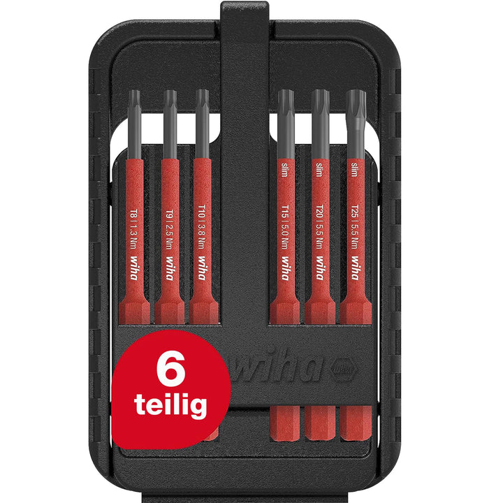 Wiha Bit Set slimBit electric TORX® 6-tlg. I inkl. slimBit-Box I flexibel, kompakt, mobil I VDE gepr