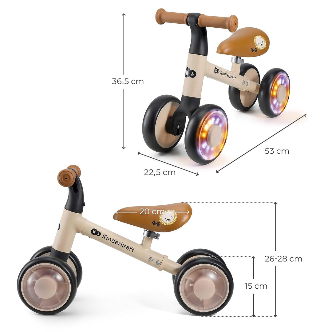 Kinderkraft Cutie Flash Laufrad, Lernlaufrad, Kinderlaufrad, Lauflernrad ohne Pedale, Räder mit LED-