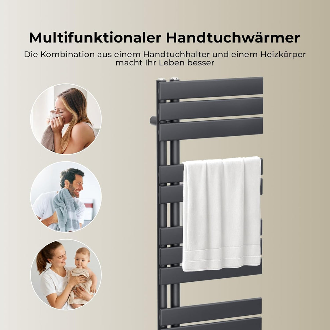 Heilmetz Badheizkörper Elektrisch 1385 x 400 mm,Flach Bad Heizkörper mit Digitalem Thermostat,Elektr
