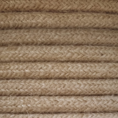 Amarcords - Textilkabel für Lampen JUTE, rund, Jute, 10 Meter, mit Erdung 3x0,75 - Stoffkabel mit fa
