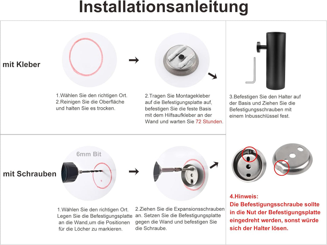 EXLECO 2er Toilettenbürste WC Bürste Set mit 2 Ersatzbürste ohne Bohren Klobürste und Edelstahl Behä