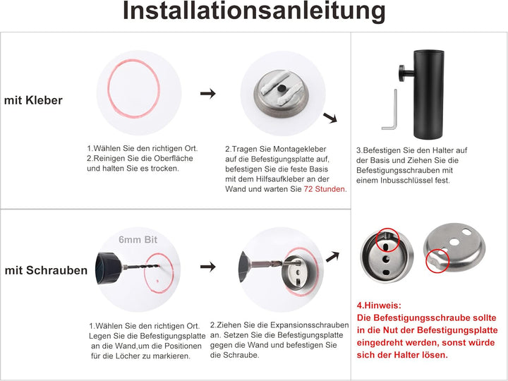 EXLECO 2er Toilettenbürste WC Bürste Set mit 2 Ersatzbürste ohne Bohren Klobürste und Edelstahl Behä
