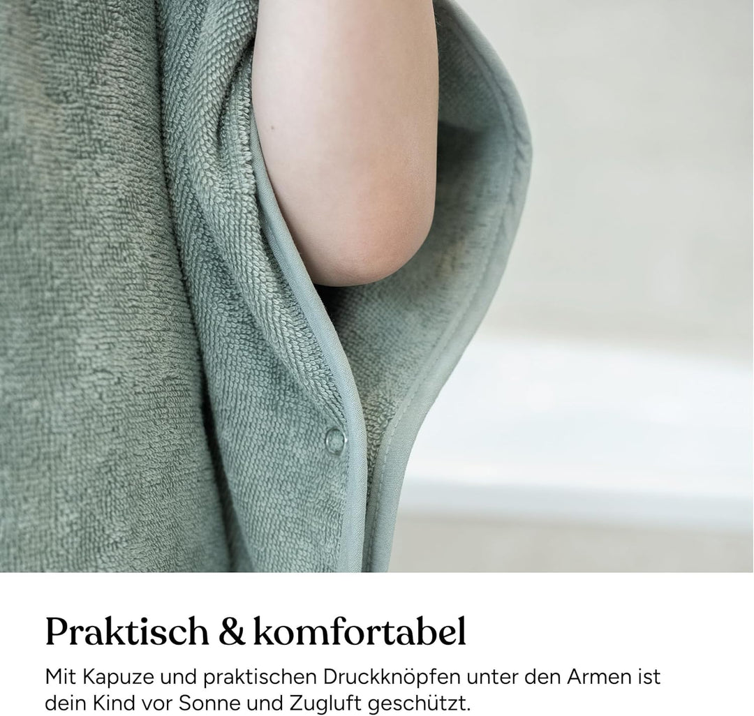 Ehrenkind® Bio-Baumwoll Badeponcho Kinder 1-5 Jahre | OEKO TEX | Sanft, Saugstark & Kuschelig | Bade