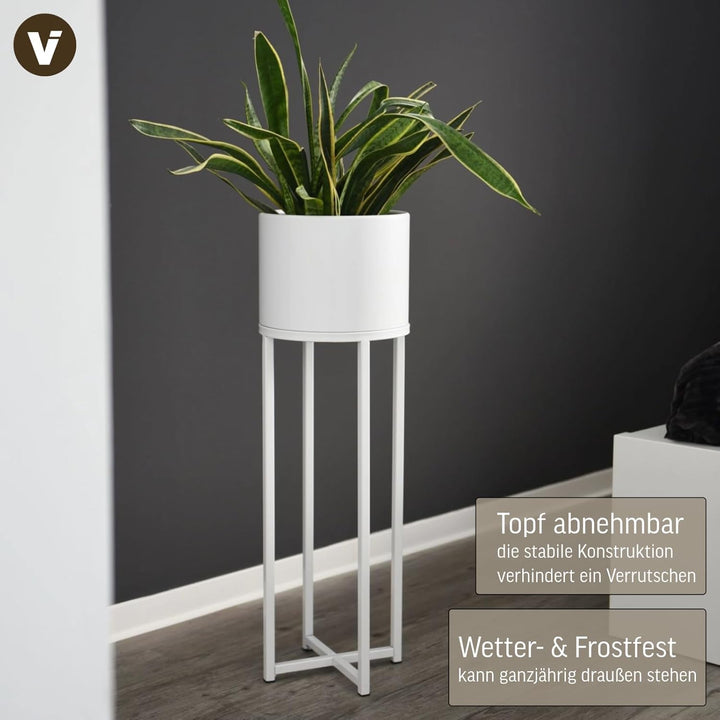 VIVANNO Blumentopf auf Ständer mit Beinen Füssen Gestell Elevate Cross 79 cm, Weiss 79x25x25 cm Cros