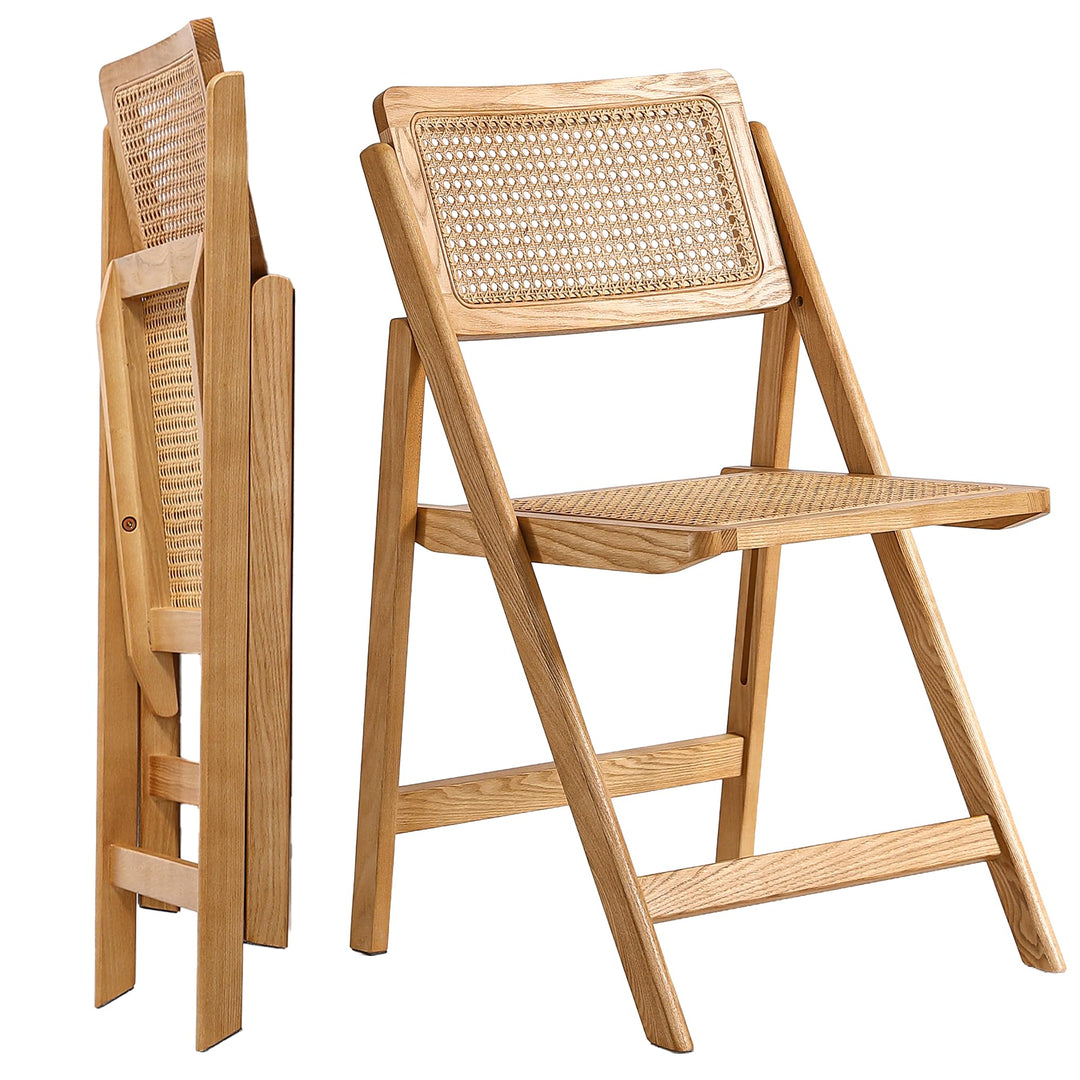 LIMHOME Neu | 2er Set Essstuhl Klappstuhl Holz/Rattanstuhl aus Holz und Wiener Geflecht Holzklappstu