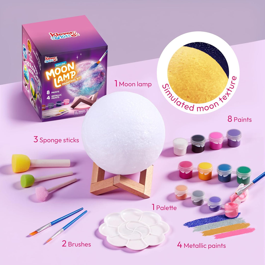 Klever Kits Basteln MondLampe Malset,DIY Mond Lampe Malset Kreativ Set für Kinder,Bastelset Kinder a