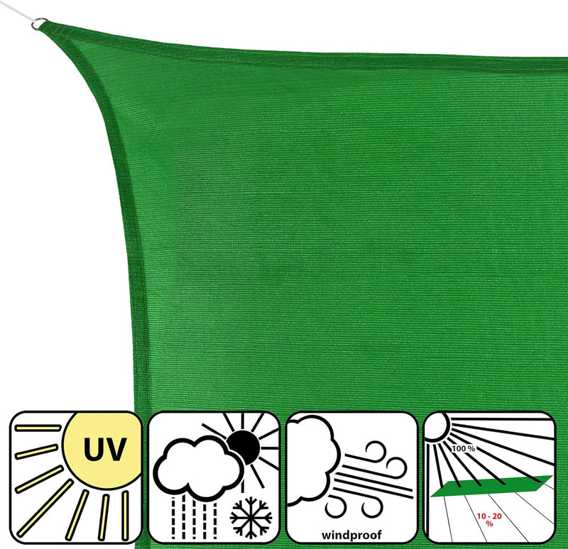 BB Sport Sonnensegel 5m x 5m x 5m Smaragd Dreieck Sonnenschutz Windschutz UV Schutz Garten Terasse B