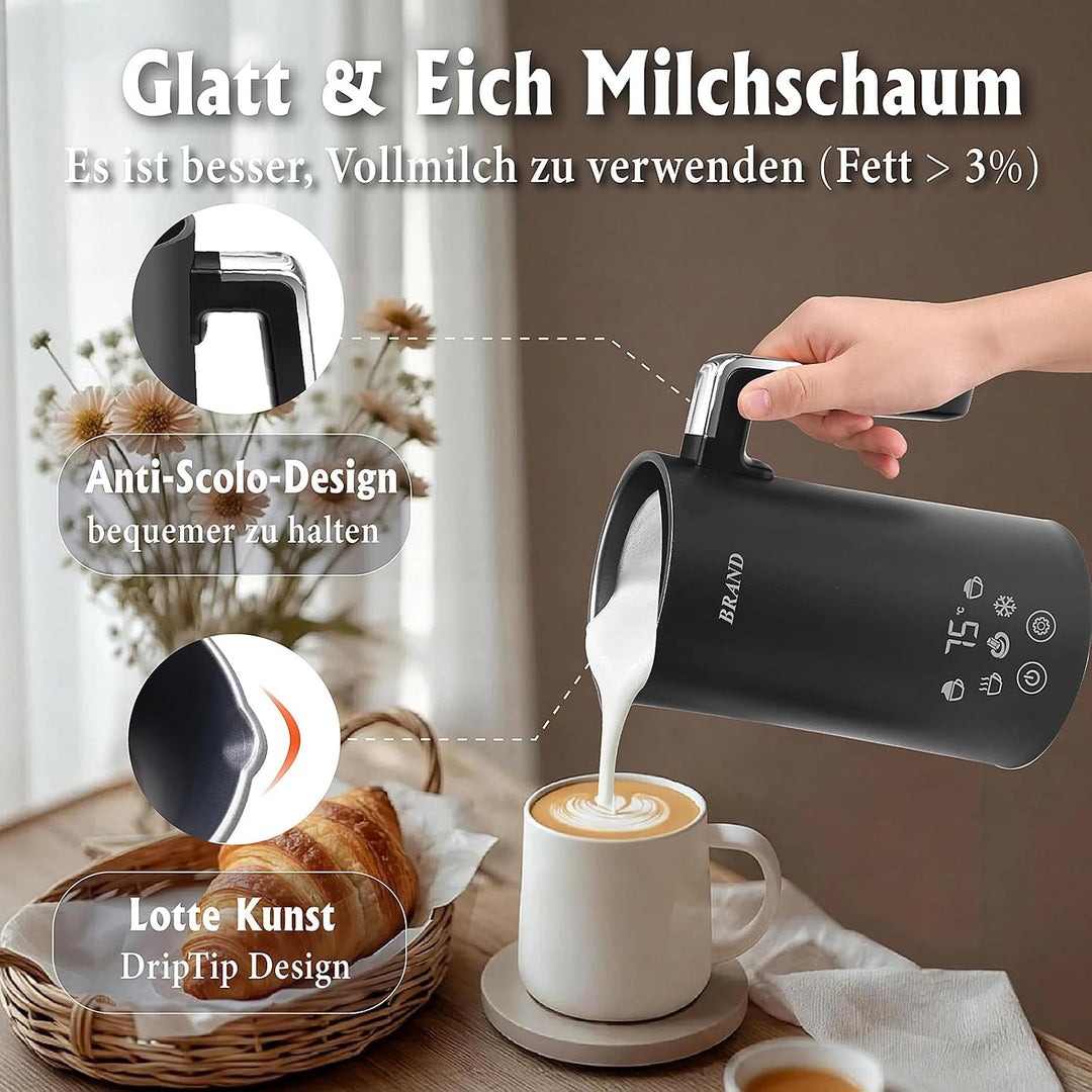 Huogary 5-in-1 Elektromilchdampfer und -schäumer, 12oz / 350ml Warm und kalter Schaumstoff Automatis
