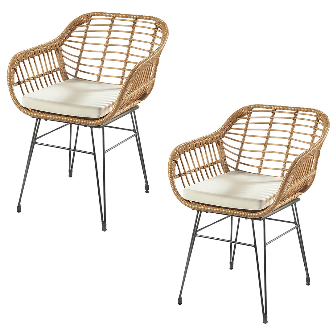 Kobolo Esszimmerstuhl Retro, 2er Set, 59x62x82 cm, braun, Gartenstuhl, Metallstuhl im Retro-Look mit