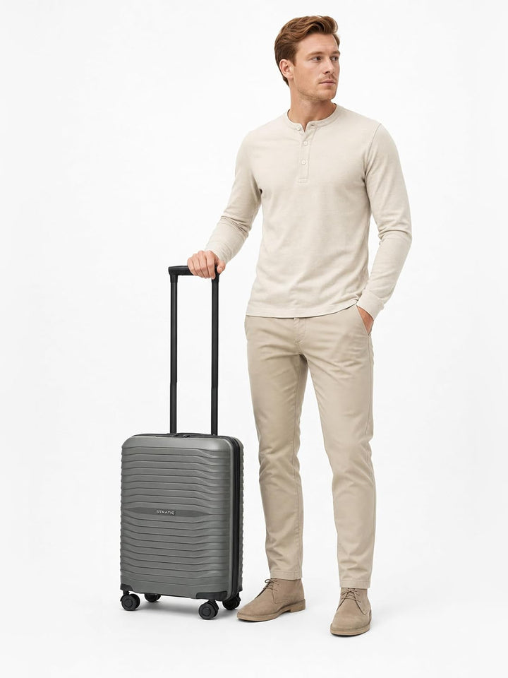Stratic Shine Handgepäck Koffer | Trolley mit 4 360° drehbaren Rollen, arretierbarer Griff, Kreuzpac